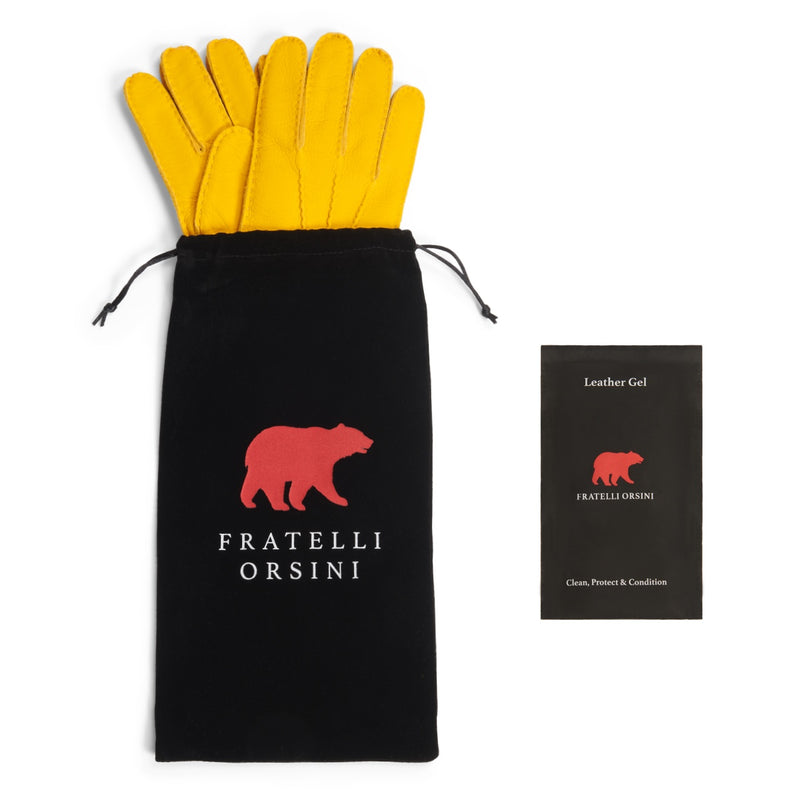 Francesca (Schwarz) - Handschuhe aus Lammleder mit braunem Fellfutter