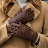 Vittoria (braun) - Handschuhe aus amerikanischem Hirschleder mit Kaschmirfutter