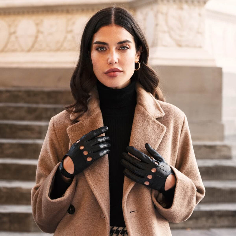 Autohandschuhe Damen Schwarz - Handgefertigt in Italien – Luxus Lederhandschuhe - Handgefertigt in Italien – Fratelli Orsini® - 3