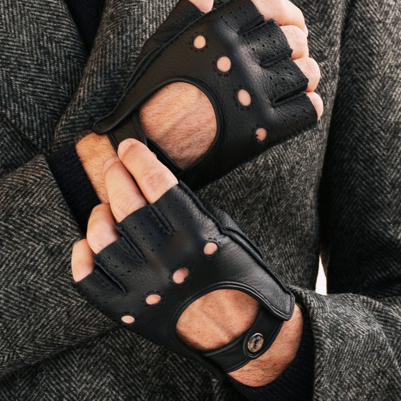 Autohandschuhe Herren Schwarz - Hirschleder - Handgefertigt in Italien – Luxus Lederhandschuhe - Handgefertigt in Italien – Fratelli Orsini® - 5