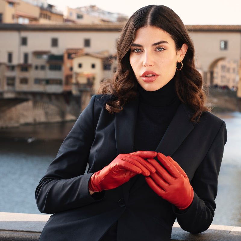 Lederhandschuhe Rot Damen Kaschmir - Handgefertigt in Italien – Luxus Lederhandschuhe - Handgefertigt in Italien – Fratelli Orsini® - 4