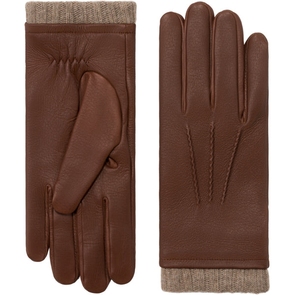 Lorenzo (Braun) - Handschuhe aus Hirschleder (American Deerskin) mit Kaschmirfutter