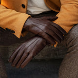 Marco (Braun) - Handschuhe aus Lammleder mit braunem Fellfutter