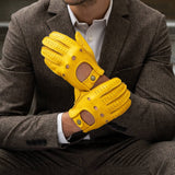 Leonardo (Gelb) - Autofahrerhandschuhe aus Hirschleder (American Deerskin)