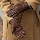 Vittoria (braun) - Handschuhe aus amerikanischem Hirschleder mit Kaschmirfutter