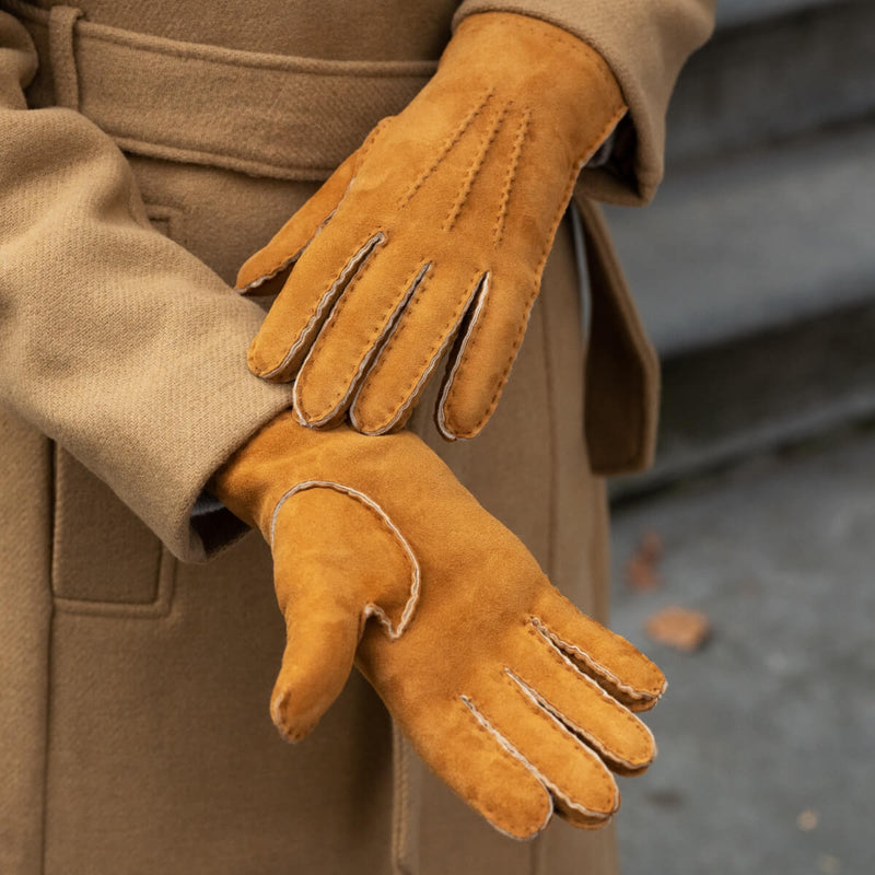 Beatrice  - Handschuhe aus Wildleder mit luxuriösem Shearling-Futter (Schafspelz)