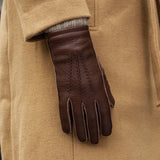 Vittoria (braun) - Handschuhe aus amerikanischem Hirschleder mit Kaschmirfutter