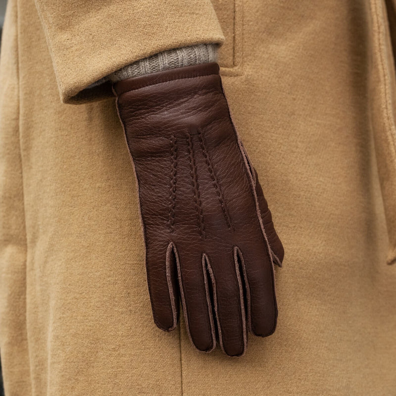 Vittoria (braun) - Handschuhe aus amerikanischem Hirschleder mit Kaschmirfutter