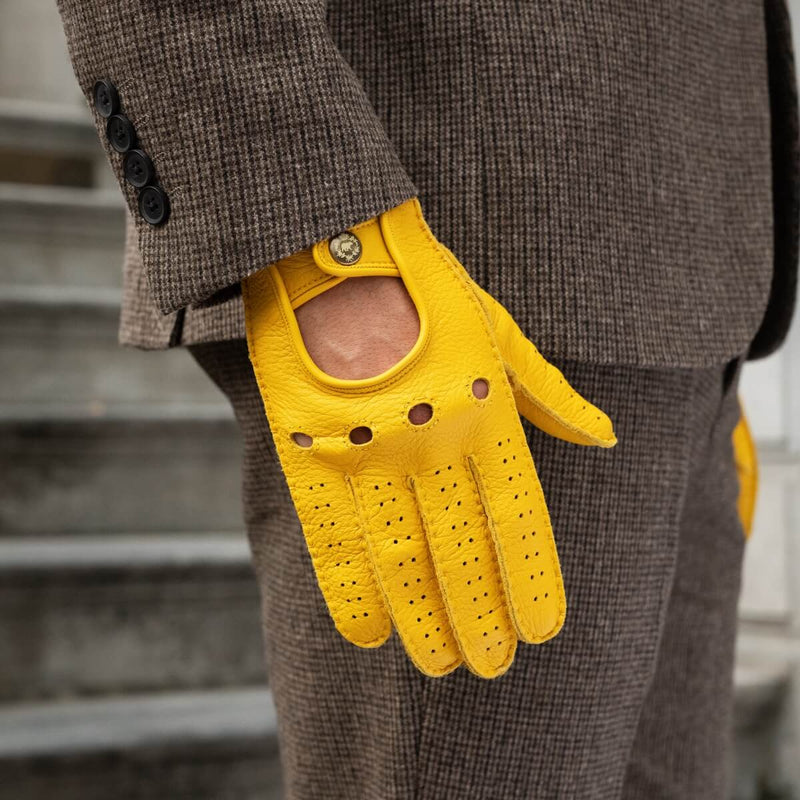 Leonardo (Gelb) - Autofahrerhandschuhe aus Hirschleder (American Deerskin)