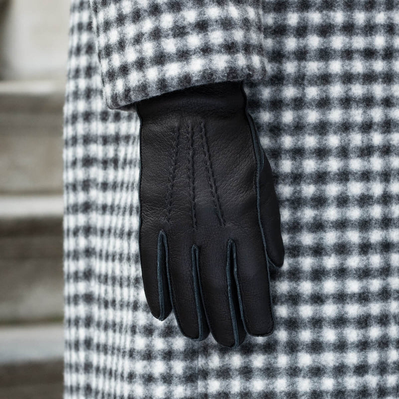 Vittoria (schwarz) - Handschuhe aus amerikanischem Hirschleder mit Kaschmirfutter