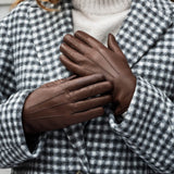 Francesca (Braun) - Handschuhe aus Lammleder mit weißem Innenfutter
