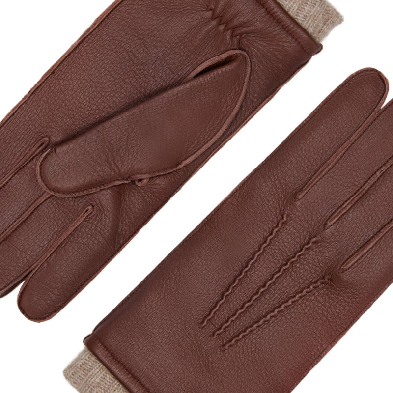Vittoria (braun) - Handschuhe aus amerikanischem Hirschleder mit Kaschmirfutter