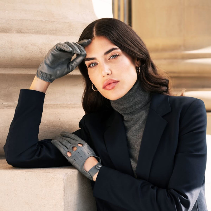 Autohandschuhe Damen Grau - Handgefertigt in Italien – Luxus Lederhandschuhe - Handgefertigt in Italien – Fratelli Orsini® - 4