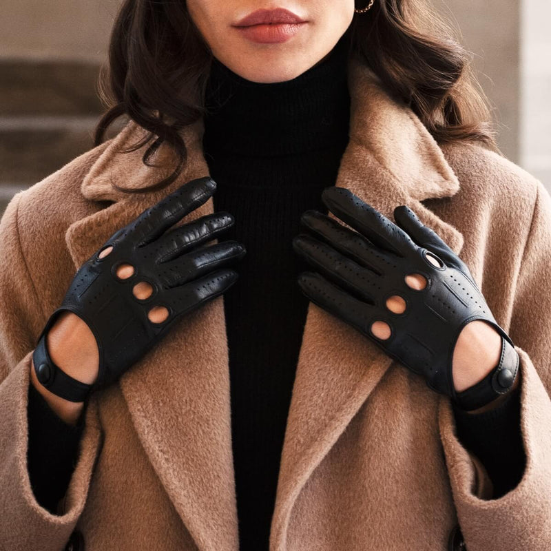 Autohandschuhe Damen Schwarz - Handgefertigt in Italien – Luxus Lederhandschuhe - Handgefertigt in Italien – Fratelli Orsini® - 7