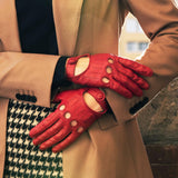 Autohandschuhe Damen Rot - Handgefertigt in Italien – Luxus Lederhandschuhe - Handgefertigt in Italien – Fratelli Orsini® - 9