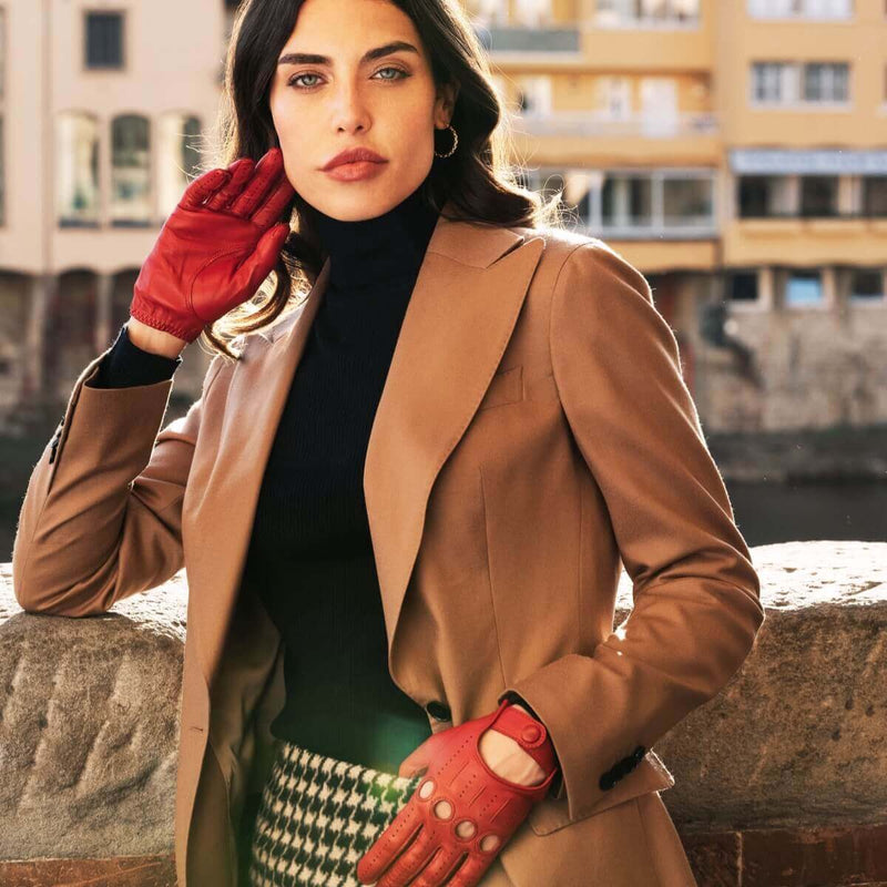 Autohandschuhe Damen Rot - Handgefertigt in Italien – Luxus Lederhandschuhe - Handgefertigt in Italien – Fratelli Orsini® - 8