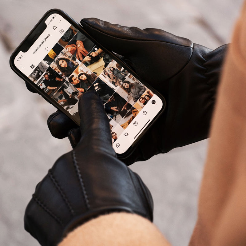 Lederhandschuhe Schwarz Herren Touchscreen - Handgefertigt in Italien – Luxus Lederhandschuhe - Handgefertigt in Italien – Fratelli Orsini® - 7