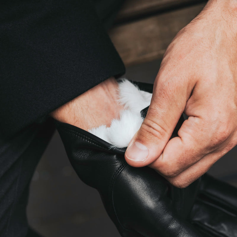 Lederhandschuhe Herren Schwarz - Weißes Fell - Handgefertigt in Italien – Luxus Lederhandschuhe - Handgefertigt in Italien – Fratelli Orsini® - 6