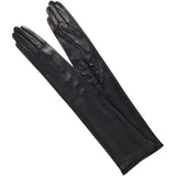 Elena (schwarz) - seidengefütterte 12-Knopf-Leder-Opernhandschuhe