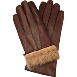 Francesca (Braun) - Handschuhe aus Lammleder mit braunem Fellfutter