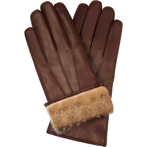 Francesca (Braun) - Handschuhe aus Lammleder mit braunem Fellfutter