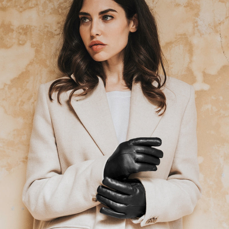 Schwarze Lederhandschuhe Damen - Weißes Fell - Handgefertigt in Italien – Luxus Lederhandschuhe - Handgefertigt in Italien – Fratelli Orsini® - 9