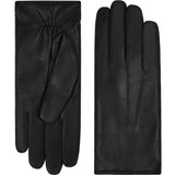 Francesca (Schwarz) - Handschuhe aus Lammleder mit braunem Fellfutter