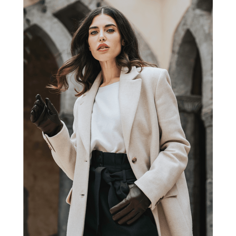 Braune Lederhandschuhe Damen - Weißes Fell - Handgefertigt in Italien – Luxus Lederhandschuhe - Handgefertigt in Italien – Fratelli Orsini® - 6