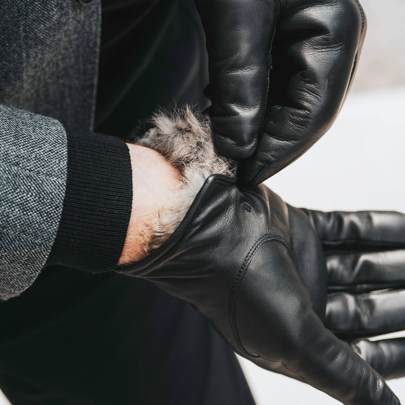 Lederhandschuhe Herren Schwarz - Braunes Fell – Luxus Lederhandschuhe - Handgefertigt in Italien – Fratelli Orsini® - 6
