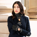 Autohandschuhe Damen Schwarz - Hirschleder - Handgefertigt in Italien – Luxus Lederhandschuhe - Handgefertigt in Italien – Fratelli Orsini® - 3