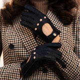 Autohandschuhe Damen Schwarz - Hirschleder - Handgefertigt in Italien – Luxus Lederhandschuhe - Handgefertigt in Italien – Fratelli Orsini® - 4