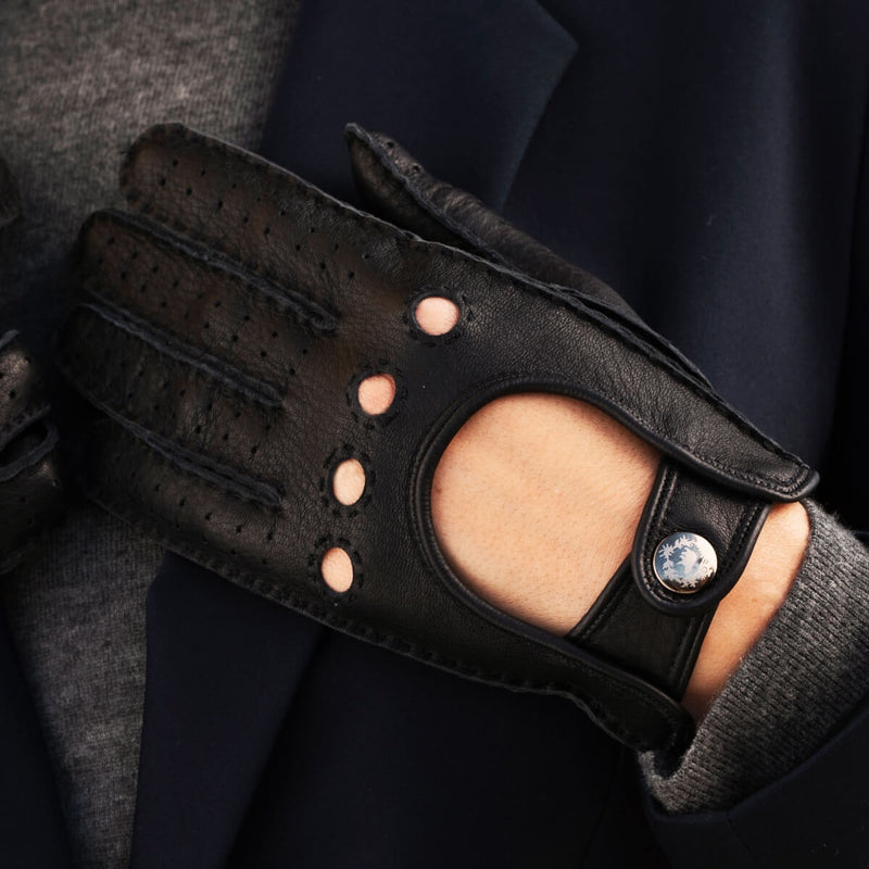 Autohandschuhe Damen Schwarz - Hirschleder - Handgefertigt in Italien – Luxus Lederhandschuhe - Handgefertigt in Italien – Fratelli Orsini® - 7
