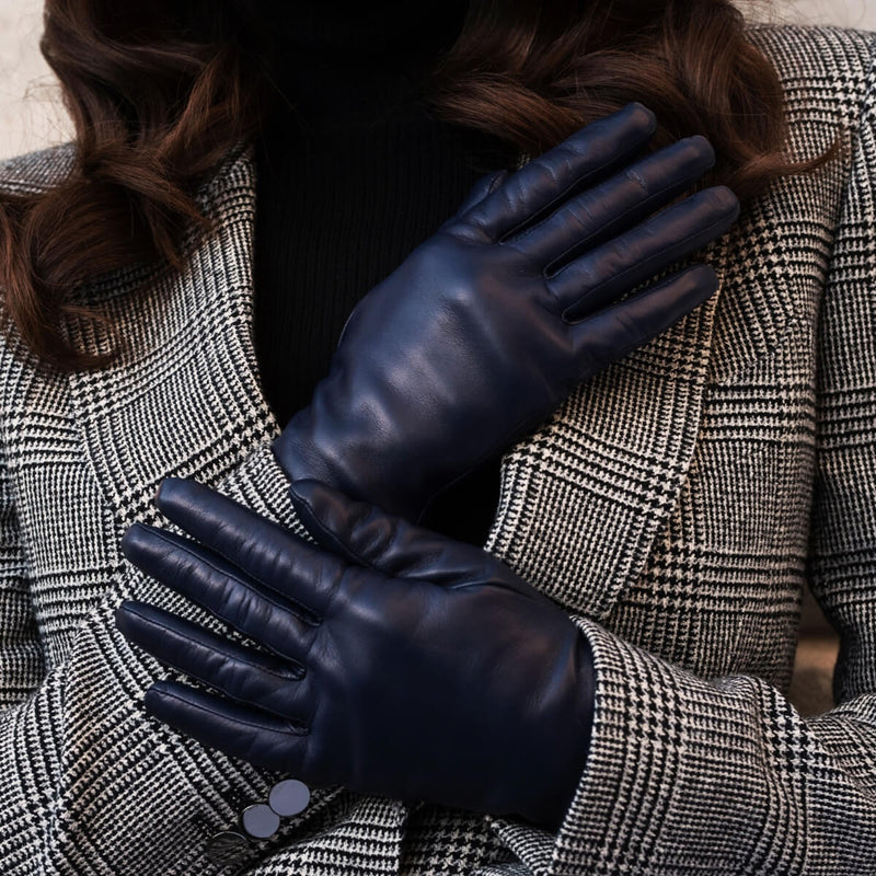 Lederhandschuhe Navy Damen Kaschmir - Handgefertigt in Italien – Luxus Lederhandschuhe - Handgefertigt in Italien – Fratelli Orsini® - 6