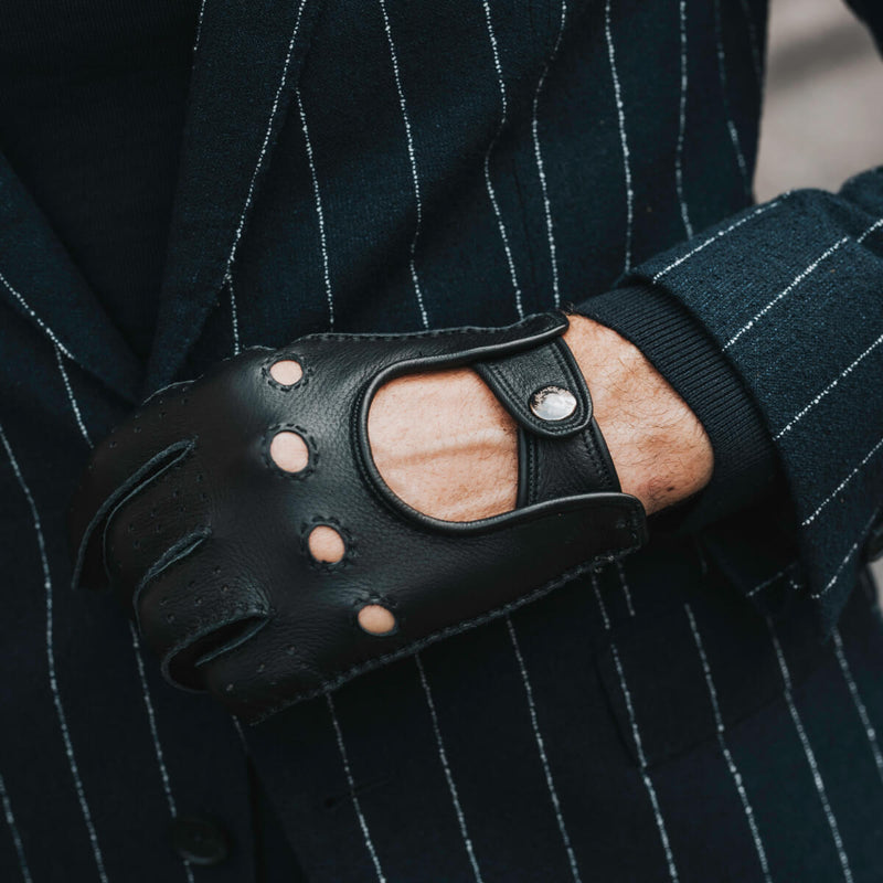 Autohandschuhe Herren Schwarz - Hirschleder - Handgefertigt in Italien – Luxus Lederhandschuhe - Handgefertigt in Italien – Fratelli Orsini® - 6