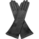 Lucia (schwarz) - ungefütterte 6-Knopf-Länge Leder-Opernhandschuhe