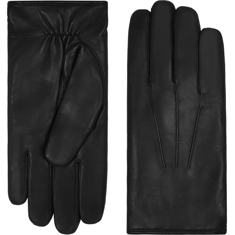 Marco (Schwarz) - Handschuhe aus Lammleder mit braunem Fellfutter