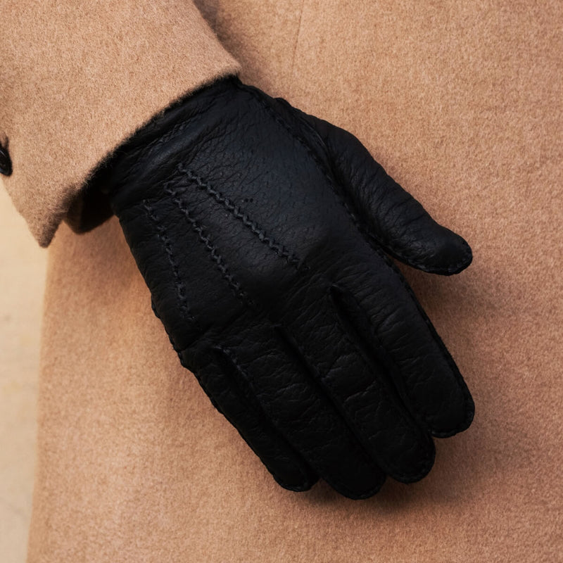 Peccary Lederhandschuhe Schwarz - Kaschmir - Handgefertigt in Italien – Luxus Lederhandschuhe - Handgefertigt in Italien – Fratelli Orsini® - 5