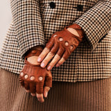 Autohandschuhe Damen Cognac - Fingerlos - Handgefertigt in Italien – Luxus Lederhandschuhe - Handgefertigt in Italien – Fratelli Orsini® - 2