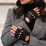 Autohandschuhe Damen Schwarz - Fingerlos - Handgefertigt in Italien – Luxus Lederhandschuhe - Handgefertigt in Italien – Fratelli Orsini® - 4