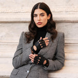 Autohandschuhe Damen Schwarz - Fingerlos - Handgefertigt in Italien – Luxus Lederhandschuhe - Handgefertigt in Italien – Fratelli Orsini® - 3