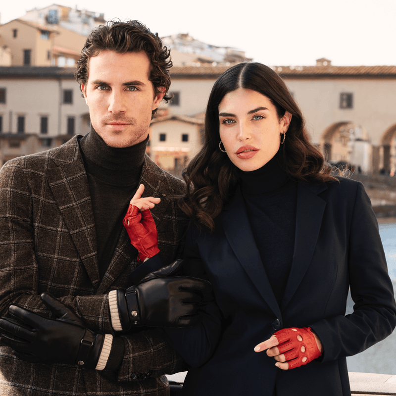 Autohandschuhe Damen Rot - Fingerlos - Handgefertigt in Italien – Luxus Lederhandschuhe - Handgefertigt in Italien – Fratelli Orsini® - 7