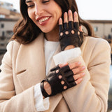 Autohandschuhe Damen Dunkelbraun Fingerlos - Handgefertigt in Italien – Luxus Lederhandschuhe - Handgefertigt in Italien – Fratelli Orsini® - 4
