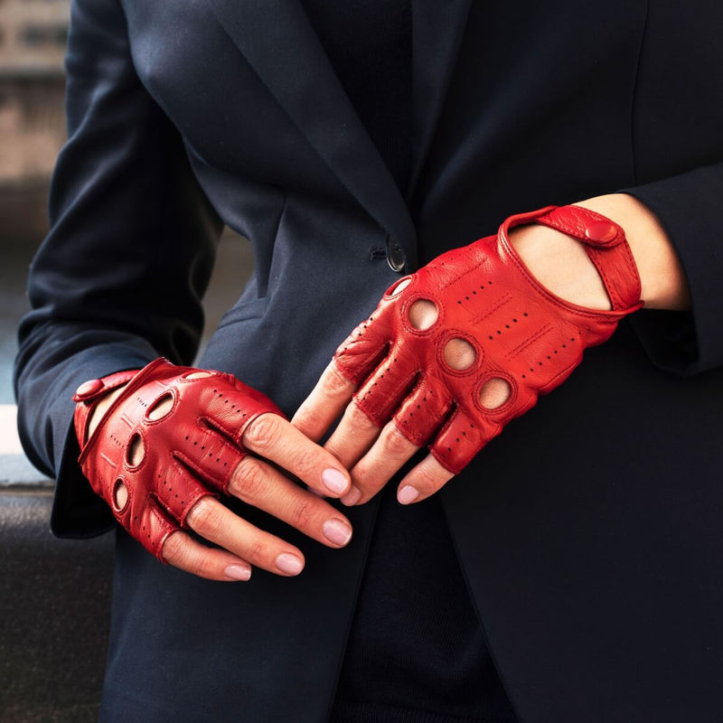 Autohandschuhe Damen Rot - Fingerlos - Handgefertigt in Italien – Luxus Lederhandschuhe - Handgefertigt in Italien – Fratelli Orsini® - 8