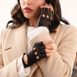 Autohandschuhe Damen Dunkelbraun Fingerlos - Handgefertigt in Italien – Luxus Lederhandschuhe - Handgefertigt in Italien – Fratelli Orsini® - 5