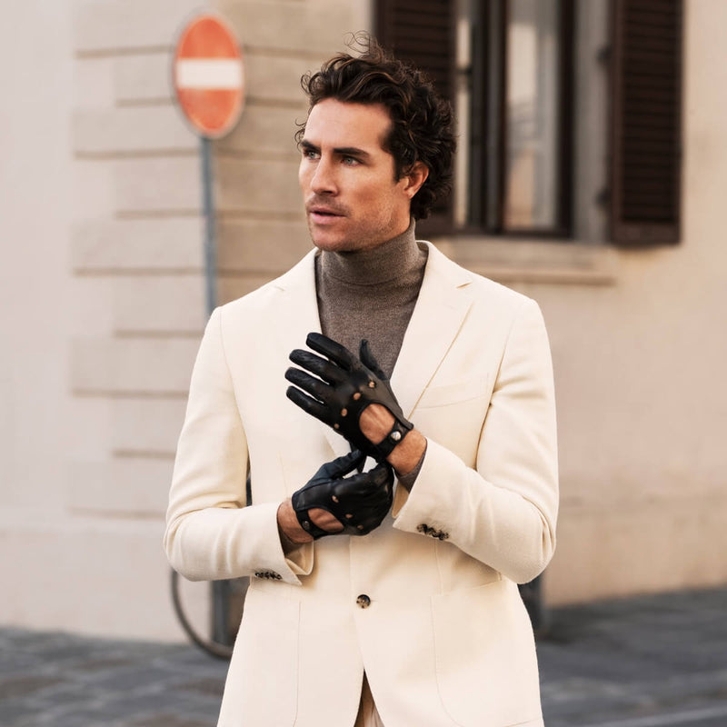 Autohandschuhe Herren Schwarz - Touchscreen - Handgefertigt in Italien – Luxus Lederhandschuhe - Handgefertigt in Italien – Fratelli Orsini® - 5